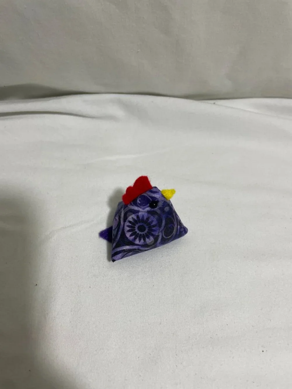 Handmade Mini Chicken Pincushion Purple Floral Fabric Hen Sewing Notion 2”
